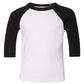 Bella + Canvas Toddler 3/4-Sleeve Baseball T-Shirt 3T White/ Black