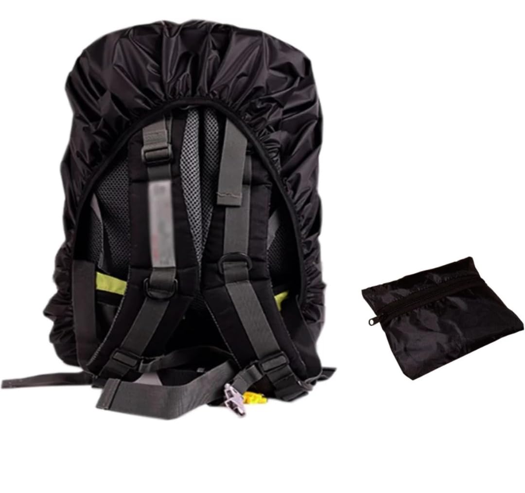 Waterproof Backpack Rain Cover with Storage Pouch, Black, Universal Fit