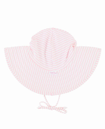 Rufflebutts Baby/Toddler Girls Pink Striped Seersucker Swim Hat - 12M-2T