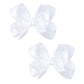 3 Inch Satin Bow For Little Girls - 2 Pcs (White)