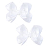 3 Inch Satin Bow For Little Girls - 2 Pcs (White)
