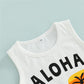 Fybitbo 2Pcs Baby Boys Summer Clothing Sets Cute Letters Print Sleeveless Tank Tops T-Shirt+Palm Shorts Outfits (B-White & Black