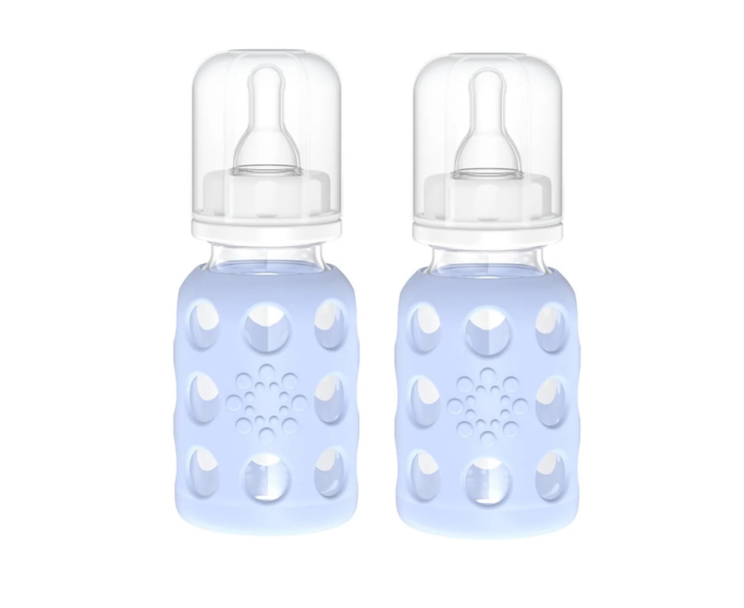 Lifefactory Glass Baby Bottles With Silicone Protection - 2-Pack, 4 Oz Bottles, Blanket