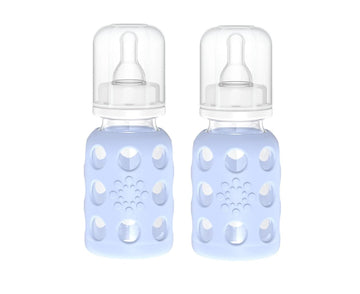 Lifefactory Glass Baby Bottles With Silicone Protection - 2-Pack, 4 Oz Bottles, Blanket