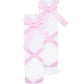 Rufflebutts Girls Pink And White Ballet Bow Leg Warmers - One Size