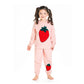 Cherry Crumble Peach Applique Polyester Full Sleeves Round Neck Night Wear Regular Fit Applique Winter Nightsuit for Girls