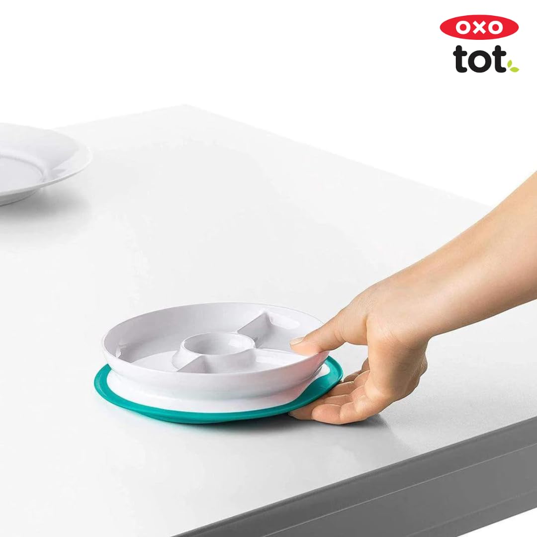 Oxo Tot Stick And Stay Suction Divided Plate - Blossom
