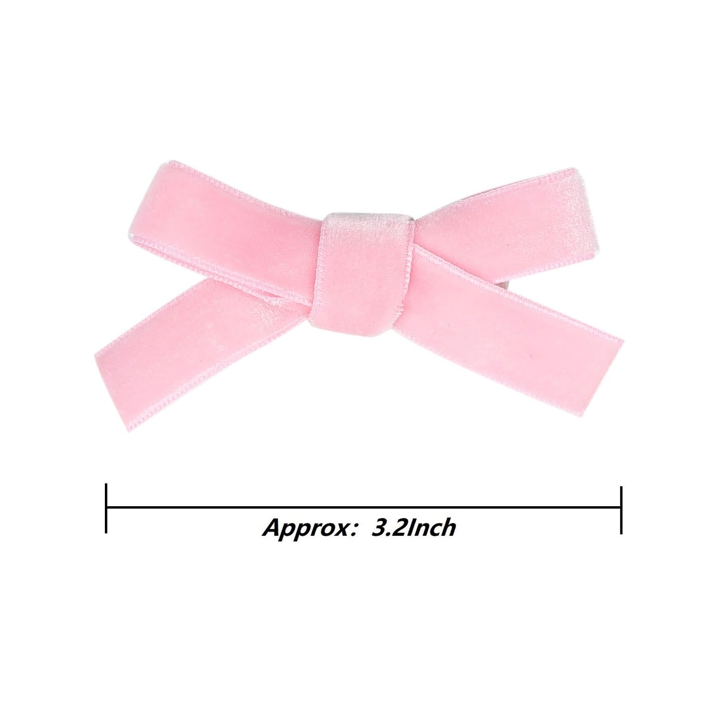 Cute 3.2' Pink Assorted Velvet Bow Hair Clips For Baby Girls, Toddlers, Kids, And Teens - 2 Pack