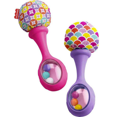 Fisher-Price Newborn Toys Rattle n Rock Maracas, 2 Soft Musical Instruments for Developmental Play for Babies Ages 3+ Months, Pi