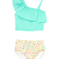Rufflebutts Baby/Toddler Girls Confetti Beach Island Blue Ruffle Tankini - 3-6M
