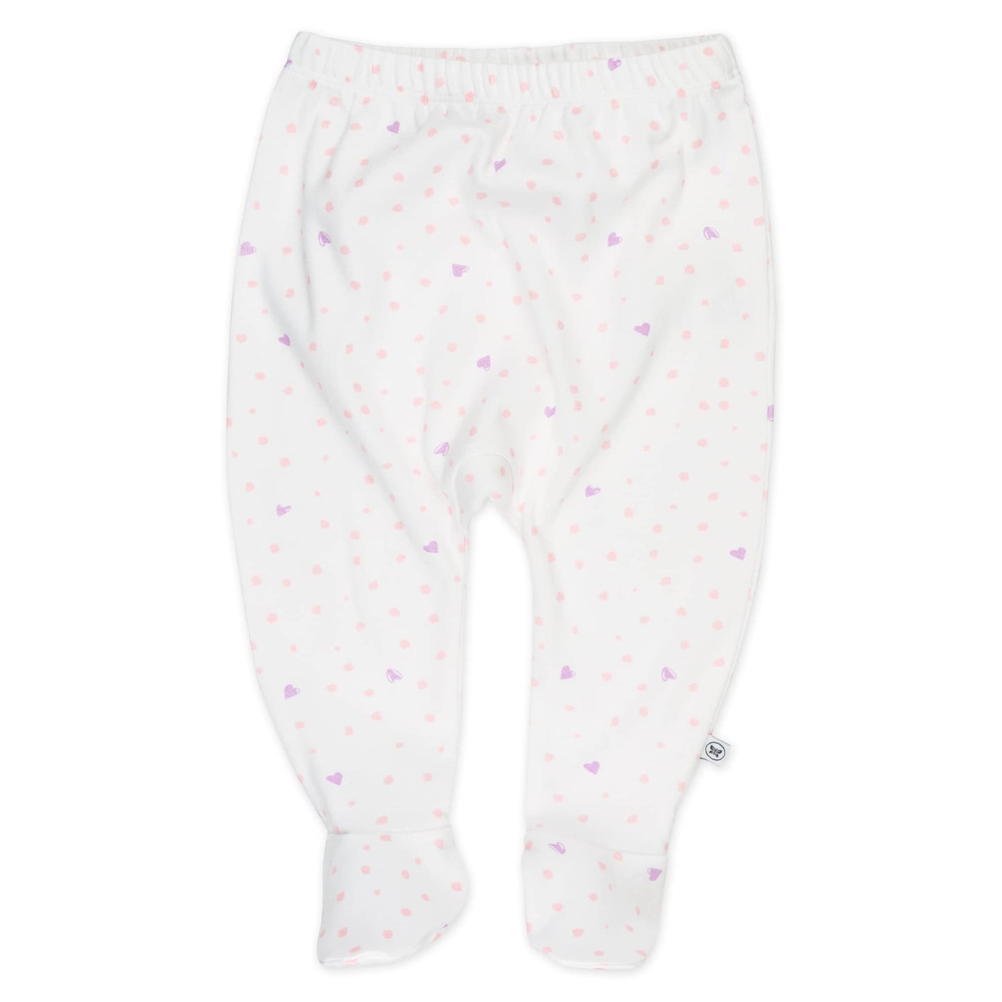 Honestbaby Unisex Baby 3-Pack Organic Cotton Footed Harem Pants, Love Dot, 3-6 Months Us