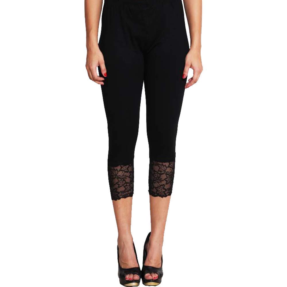 Snowball Girls Regular Fit Cotton Capri Leggings (sbcapriforgirlsblack23_Black_2 Years3 Years)
