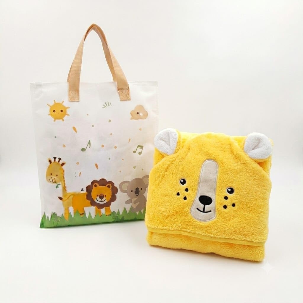Babyholic Baby Hooded Wrapping, Bath Towel, Cotton Terry, Soft and Cosy, 80x80 cm, One Size (02 Years) (Yellow1)