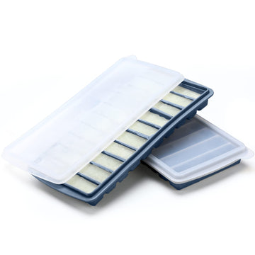 Eaasty 2 Pieces Breastmilk Storage Container Baby Food Milk Silicone Freezer Trays With Lid Breastmilk Freezer Tray Organizer Ic