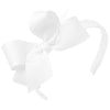 Wee Ones Girls' Classic Grosgrain Hair Bow on a Wrapped Headband, Stylish For All Hair Types, Medium Bow, White