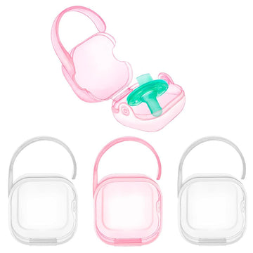 Laneyli Pacifier Case Cube (4 Pack, Clear, Pink)