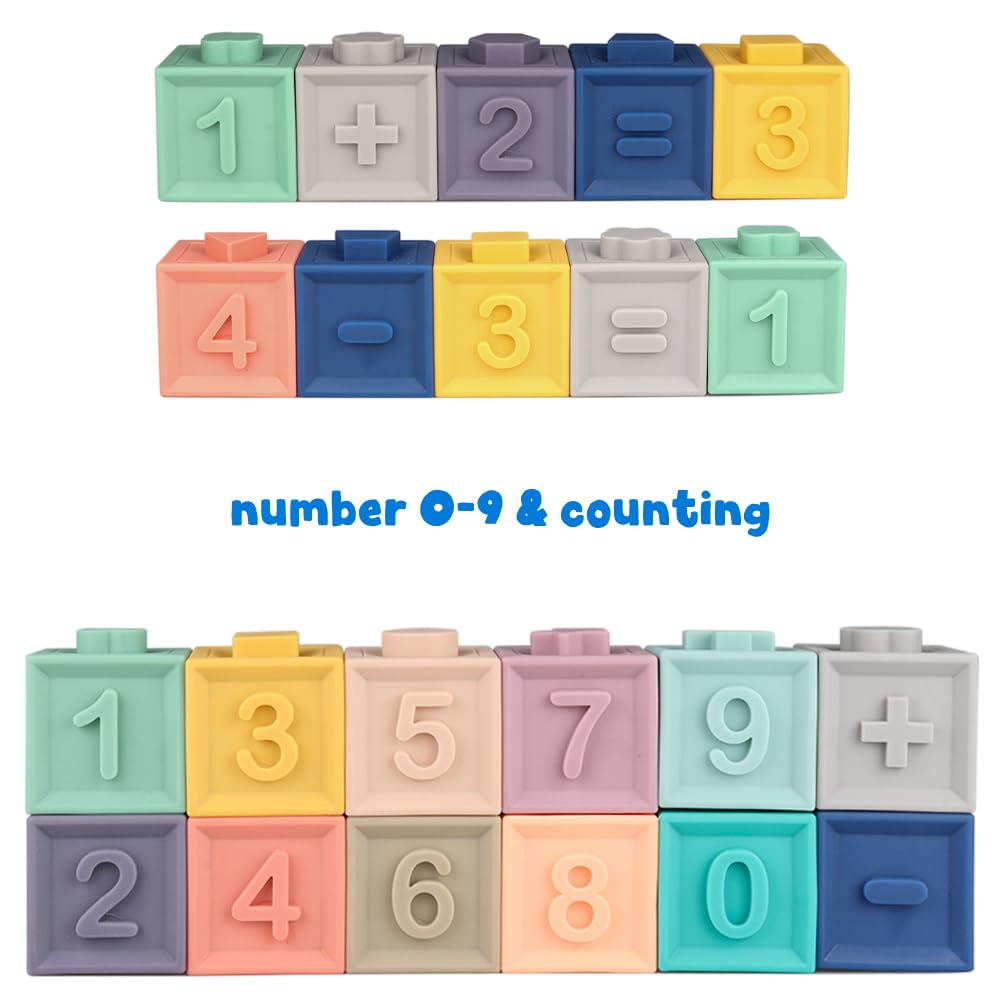 Litand Soft Stacking Blocks for Baby - Sensory Montessori Toys Toddler Activities - Gifts for Boy Girl 6 9 12 18 Months 1 2 3 Ye