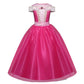Exyesok Little Girls Princess Aurora Costume Halloween Party Birthday Dress Up Cosplay Outfit, Pink, 4-5T
