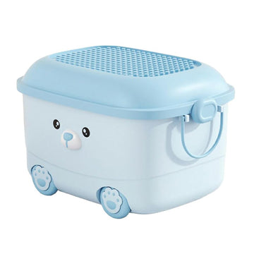 Baby Bucket MultiUse Utility Plastic Portable Container Storage Box with Wheels(46 x 35 x 23 cm)  Blue Bear