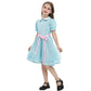 Cr Rolecos The Grady Twins Costume For Kids Girls Blue Creepy Sister Scary Doll Dress Halloween Party A150