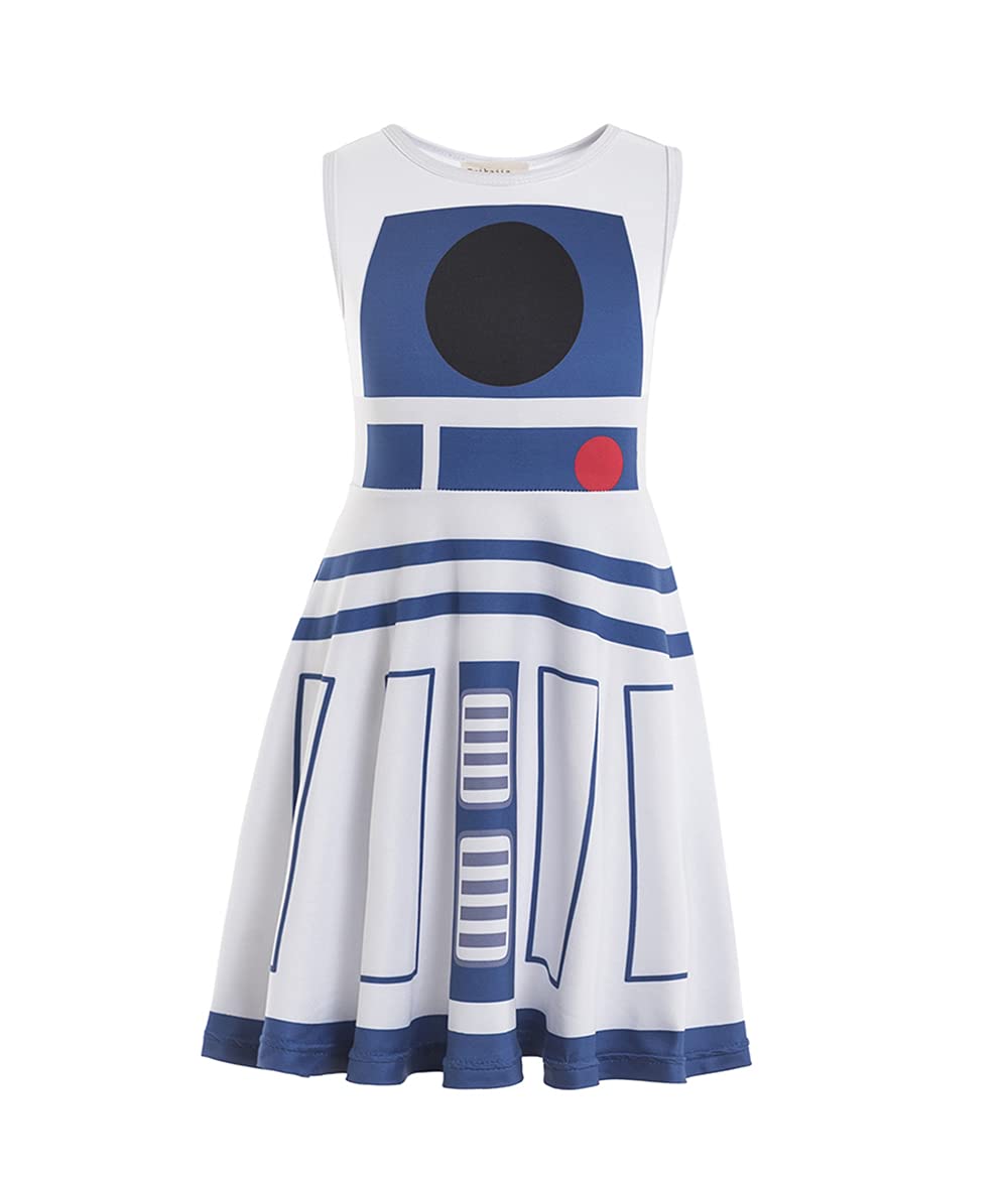 Ruikajia Rey Costume - Chewbacca Rhinestone, Princess Leia, Darth, BB8 & R2D2 (Off-White, 7 Years)