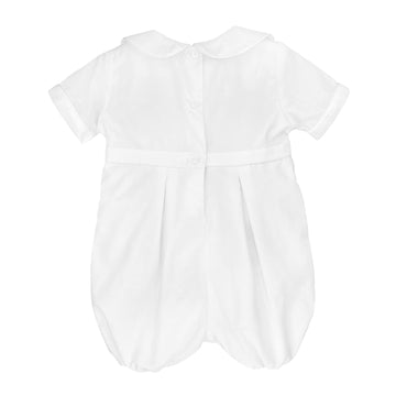 Petit Ami Baby Boys' Hand-Embroidered Cross Christening Romper, 9 Months, White
