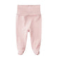 Teach Leanbh Infant Baby 3 Pack Footed Pants Cotton High Waist Casual Leggings (6 Months, C)