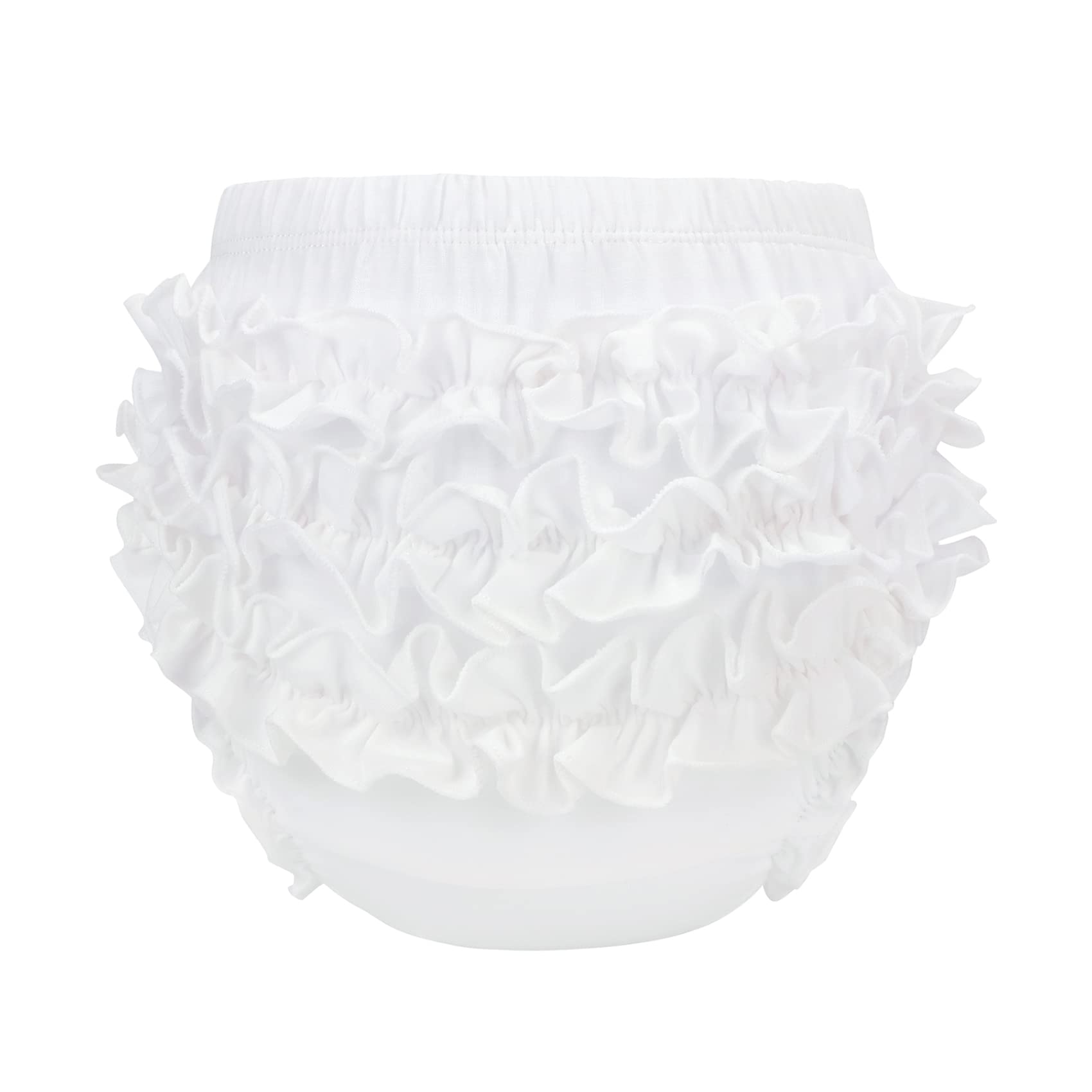 Durio Baby Bloomers For Toddler Girls Ruffle Diaper Covers For Girls Cute Cotton Baby Girl Shorts White 0-6 Months