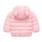 Winter Down Coats For Kids Baby Boys Girls Light Puffer Padded Jacket Bear Hoods Infant Outerwear Pink