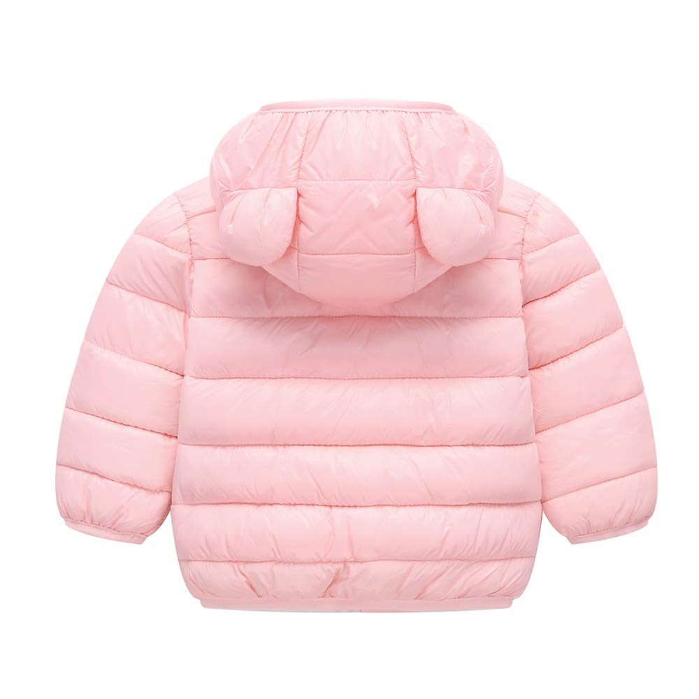 Winter Down Coats For Kids Baby Boys Girls Light Puffer Padded Jacket Bear Hoods Infant Outerwear Pink