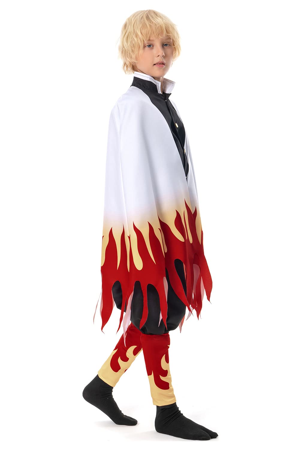 Seaehey Kids Rengoku Kyoujurou Japanese Anime Kimono Outfit Halloween Costume,Large