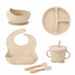 Crega 6 Piece Silicone Baby Feeding Set (Cream)