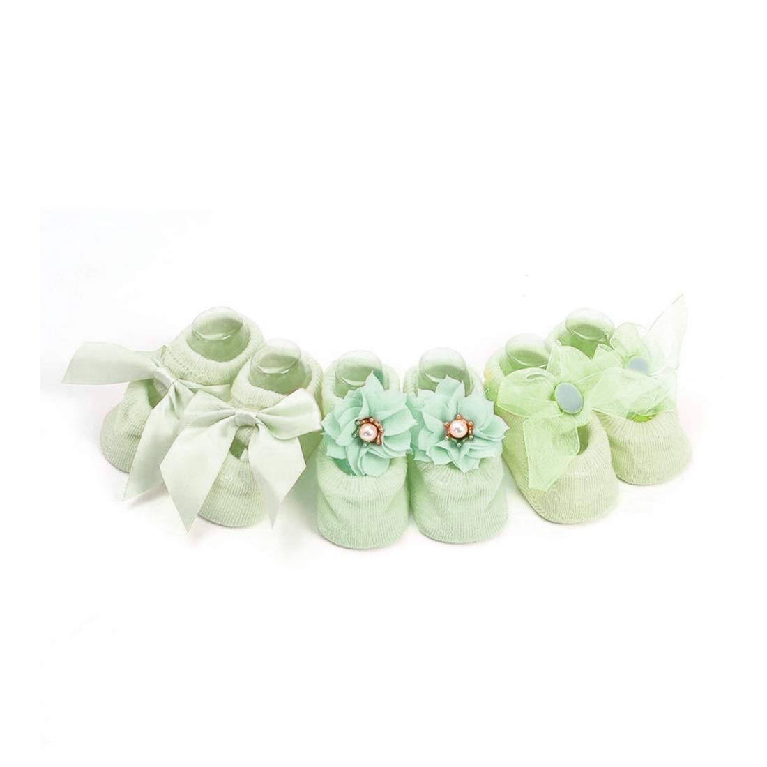 Syga Baby Girl Cotton Ankle Length Socks For NonSlip Flower Bow Tie Floor Ankle Length Socks, Green