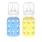 Lifefactory Glass Baby Bottles With Silicone Protection - 2-Pack, 4 Oz Bottles, Sky Blue & Banana