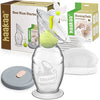 Haakaa Silicone Breast Pump Manual Breast Pump With Suction Base, Flower Stopper And Silicone Lid(5Oz/150Ml) (White) +Disposable