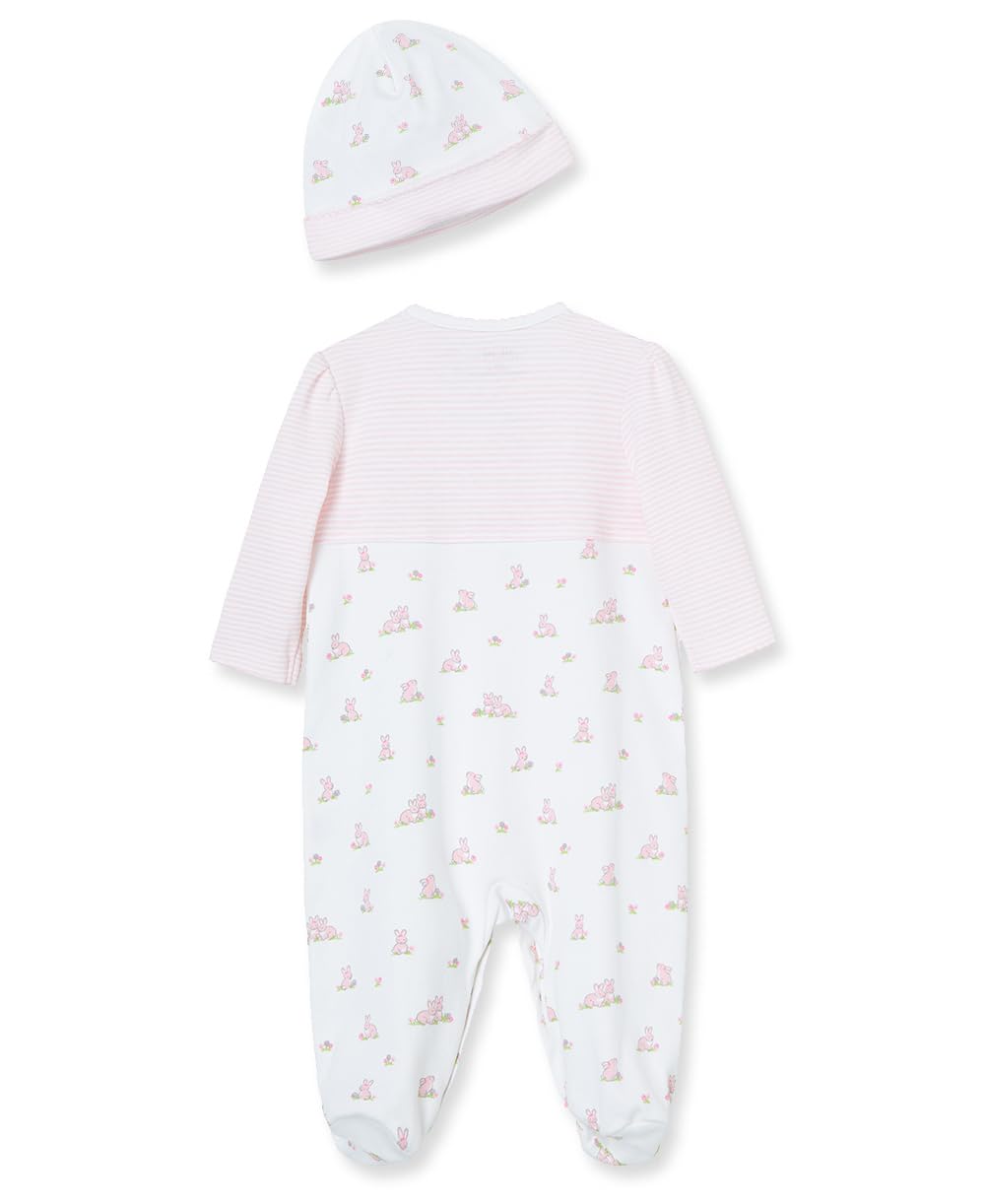 Little Me Baby Clothes & Outfits - Girls One Piece Hat & Footed Sleeper Pajamas - Newborn , Baby Bunnies