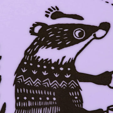 Modern-Twist Bucket-Bib, Badger Family - Lavender