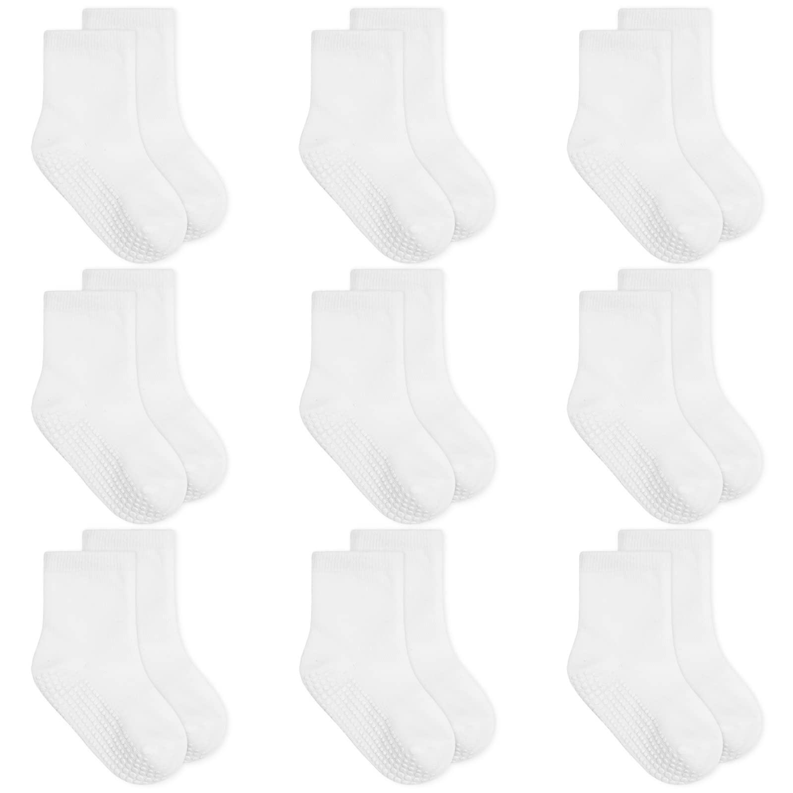 Baby Toddler Socks With Grip- 9 Pairs Anti-Skid Infant Socks For Crawling Walking Playing Non Slip Kids Boys Girls Stay-On Cuffs