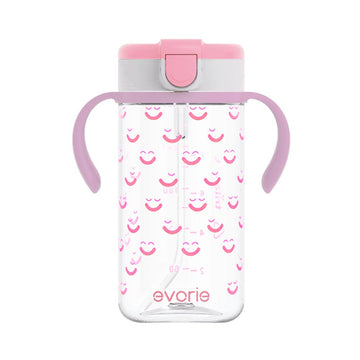 Evorie Tritan Toddler Sippy Cup With Silicone Straw, Spill-Proof Straw Water Bottle For Kids 1-4 Years Old, 10 Oz, Removable Han