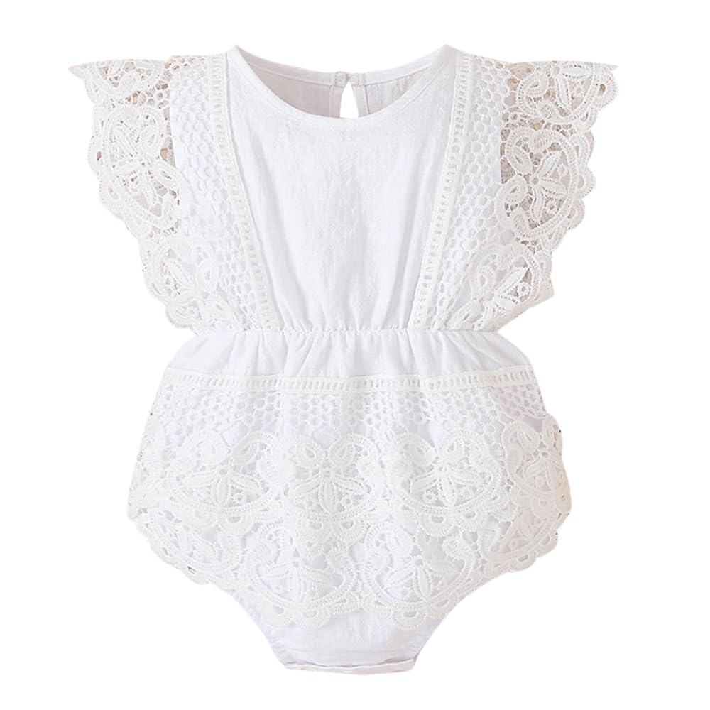 Hopscotch Baby Girls Cotton Lace Embellished Bodysuit In White Color For Ages (1218 Months)