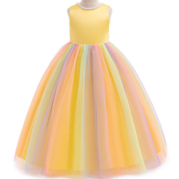 Jup'Elle Baby Girls Dresses With Pearls & Rainbow Color Tulle - Party Wedding Pageant Eastern Flower Girl Dress 18 Months