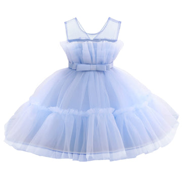 Flower Baby Girl Lace Dress Toddler Tulle Sleeveless Bow Princess Party Wedding Pageant Bridesmaid (Blue042.6-12 Months)