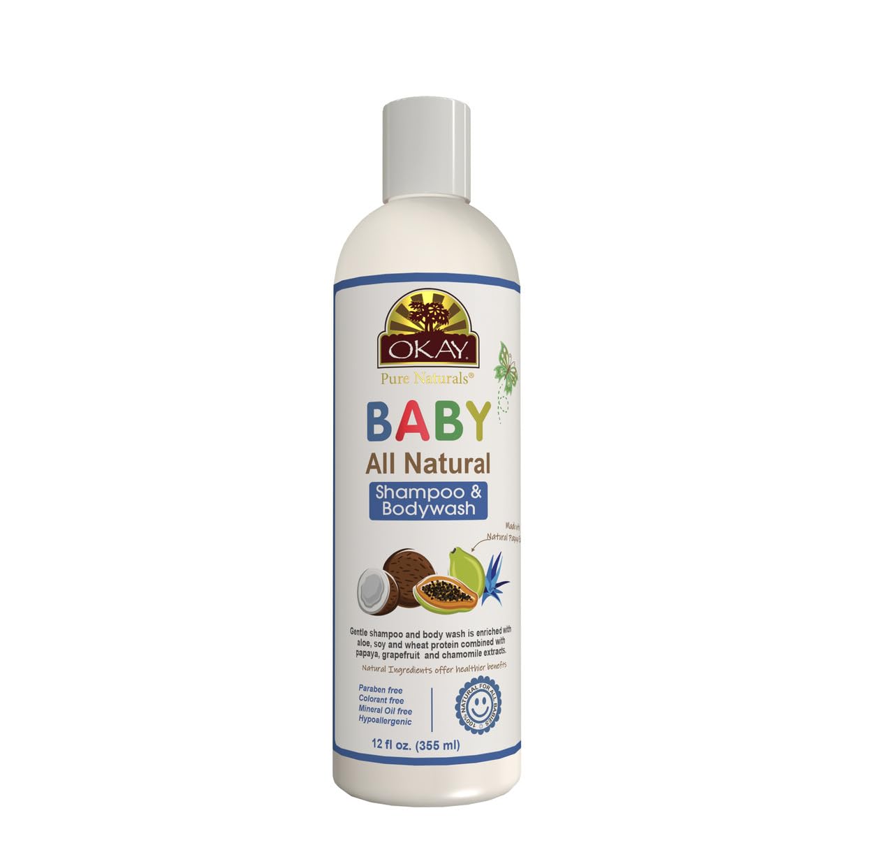 OKAY Pure Naturals All Natural Baby Shampoo & Body Wash - 12 oz / 355 ml