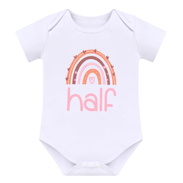 Ibtom Castle Half Birthday Outfit Girl, Boho Rainbow Romper Tutu Skirt Headband 6 Months Birthday Cake Smash Photoshoot Outfit S