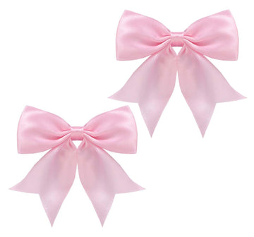 3.5 Inch Satin Hair Bow Hair Clips for Little Girls Baby Toddler Women Kids Bowknot Hair Clip Hairpin Barrettes 2 Pack TSFJ81 (P