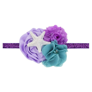 Baby Starfish Mermaid Headbands With Flower Hairband Girls Hair Accessories Jb321 (Purple Flower)