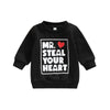 Jlkgicf Toddler Baby Girl Boy Valentines Day Outfits Mr. Steal Your Heart Sweatshirt Pullover Top Spring Valentines Clothes(Mr.