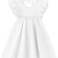 Lyxiof Toddler Baby Girl Cotton Linen Dress Ruffle Sleeve Halter Sleeveless Kids Casual Beach Dresses White 130Cm