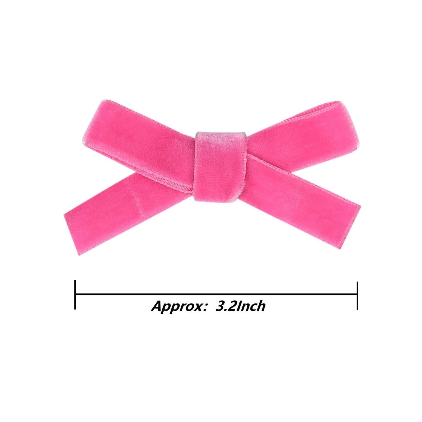 Cute 3.2' Hot Pink Assorted Velvet Bow Hair Clips For Baby Girls, Toddlers, Kids, And Teens - 2 Pack