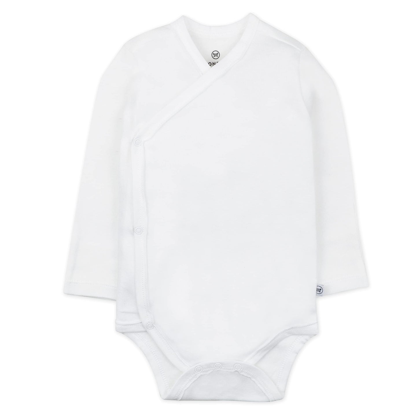 Honestbaby 3-Pack Organic Cotton Long Sleeve Side-Snap Kimono Bodysuits, Compass Blue, Newborn